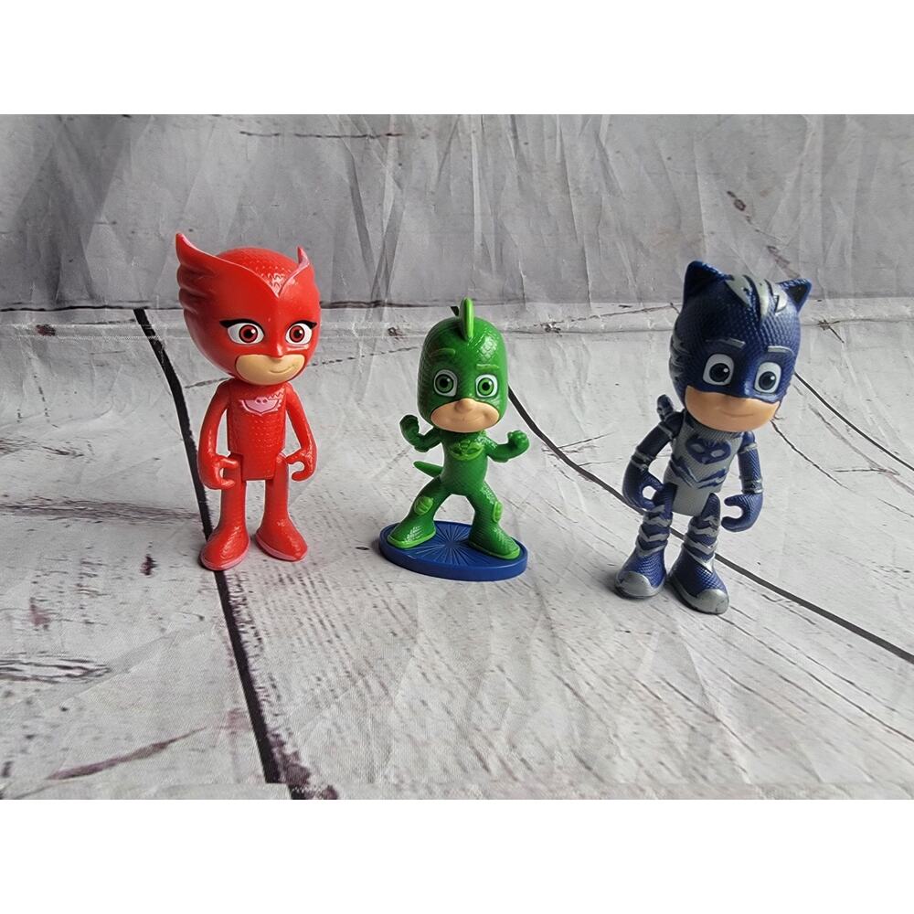 PJ Masks Deluxe Figure Set Owlette, Catboy, Gekko, Lot Of 3 Cake Toppers